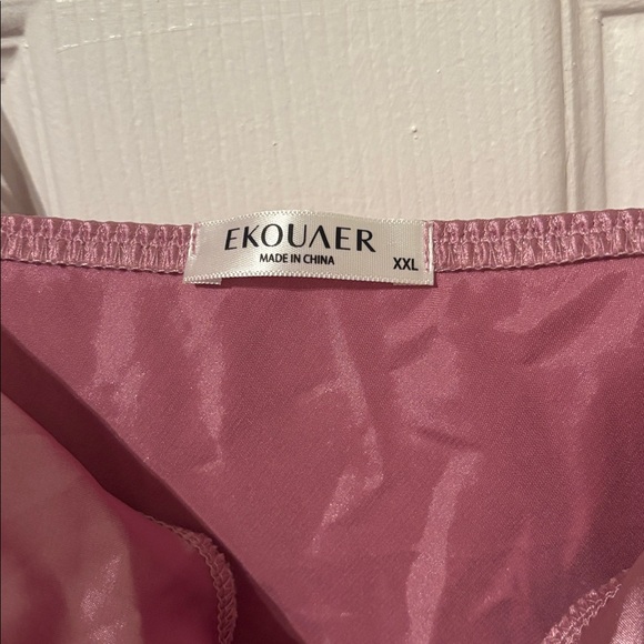 Pink Silk Cowl Neck Slip Mini Dress - Picture 2 of 2